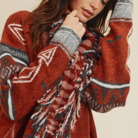 🔥 LAST 1!🔥 Boho Aztec Print Fringe Detail Cardigan - Picture 9 of 15